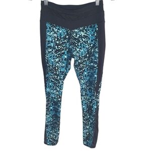 MANDUKA Athletic Leggings Cropped Black/Blue Women's‎ Size S
